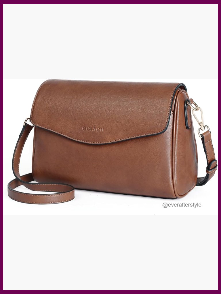 Faux Leather Crossbody Bag With Flap Closure Adjustable Strap